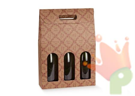 SCATOLA PORTABOTTIGLIE ROYAL GARDEN 3 POSTI 27X9X38,5CM