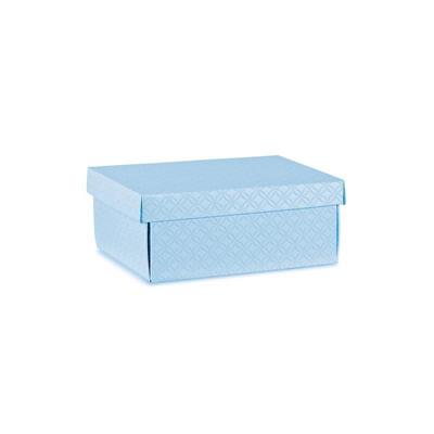 SCATOLA CON COPERCHIO AZZURRO CON DECORI 30X23X11CM
