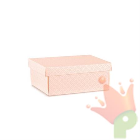 SCATOLA CON COPERCHIO ROSA CON DECORI 24X20X9,5CM