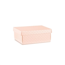 SCATOLA CON COPERCHIO ROSA CON DECORI 24X20X9,5CM