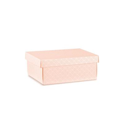 SCATOLA CON COPERCHIO ROSA CON DECORI 24X20X9,5CM
