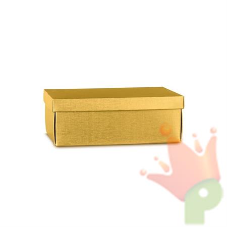 SCATOLA CON COPERCHIO IN FIBRA ORO 34X25X12CM