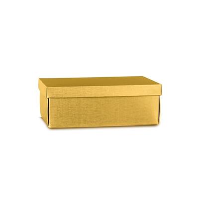 SCATOLA CON COPERCHIO IN FIBRA ORO 34X25X12CM