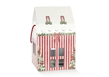 SCATOLA CASETTA NATALIZIA IN CARTONE CON CORDINO 24,5X24,5X15CM