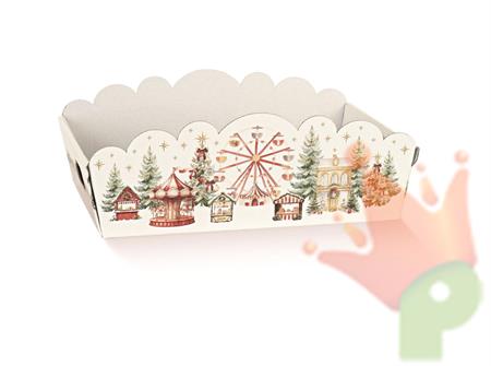 CESTO SAGOMATO VILLAGGIO NATALIZIO 32X22X8,5CM