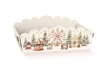 CESTO SAGOMATO VILLAGGIO NATALIZIO 32X22X8,5CM