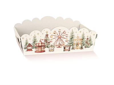 CESTO SAGOMATO VILLAGGIO NATALIZIO 37X26,5X9,5CM