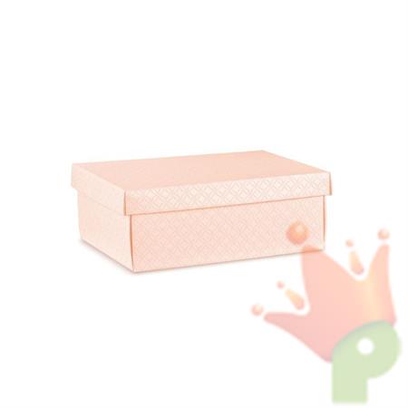 SCATOLA CON COPERCHIO ROSA CON DECORI 34X25X12CM