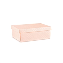SCATOLA CON COPERCHIO ROSA CON DECORI 34X25X12CM