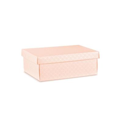 SCATOLA CON COPERCHIO ROSA CON DECORI 34X25X12CM