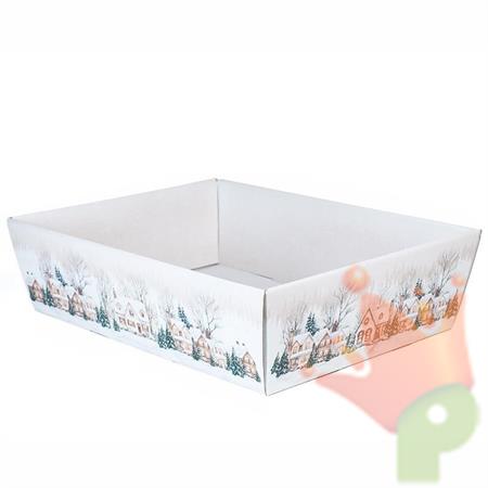VASSOIO CONICO CON CASETTE INNEVATE BIANCO 40X30X11,5CM