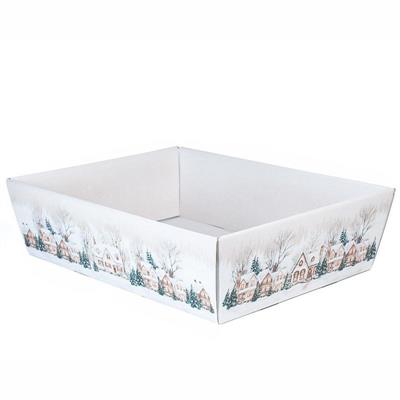 VASSOIO CONICO CON CASETTE INNEVATE BIANCO 40X30X11,5CM