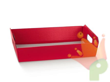 CESTO CON MANICI IN FIBRA ROSSO 35X26X7CM