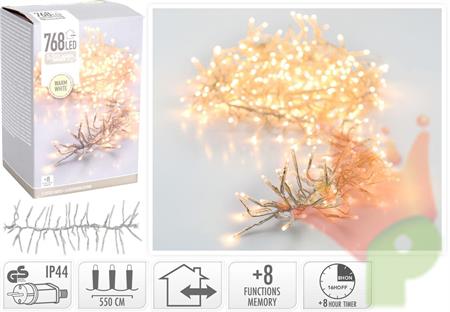 LUCI DI NATALE CLUSTER 768LED BIANCO CALDO