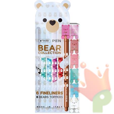 CONFEZIONE PENNE TRATTO COLORATE ORSETTO 6PZ