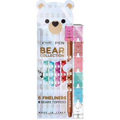 CONFEZIONE PENNE TRATTO COLORATE ORSETTO 6PZ