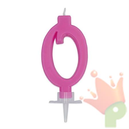 CANDELINA NUMERO 0 CERA ITALIC FUCSIA 7CM