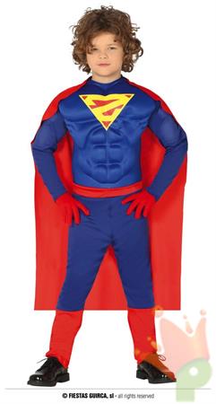 COSTUME SUPER EROE MUSCOLOSO SUPERMAN BAMBINO 5-6 ANNI