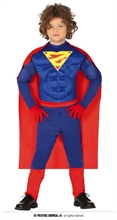 COSTUME SUPER EROE MUSCOLOSO SUPERMAN BAMBINO 5-6 ANNI