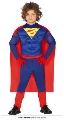 COSTUME SUPER EROE MUSCOLOSO SUPERMAN BAMBINO 5-6 ANNI