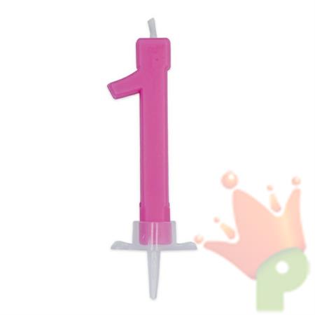 CANDELINA NUMERO 1 CERA ITALIC FUCSIA 7CM