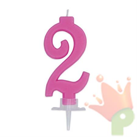 CANDELINA NUMERO 2 CERA ITALIC FUCSIA 7CM