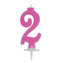 CANDELINA NUMERO 2 CERA ITALIC FUCSIA 7CM