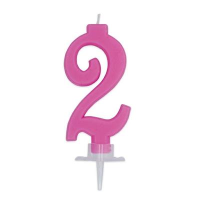 CANDELINA NUMERO 2 CERA ITALIC FUCSIA 7CM