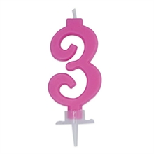 CANDELINA NUMERO 3 CERA ITALIC FUCSIA 7CM