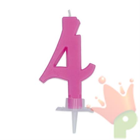 CANDELINA NUMERO 4 CERA ITALIC FUCSIA 7CM