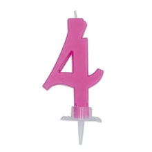 CANDELINA NUMERO 4 CERA ITALIC FUCSIA 7CM