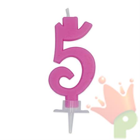 CANDELINA NUMERO 5 CERA ITALIC FUCSIA 7CM
