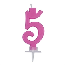 CANDELINA NUMERO 5 CERA ITALIC FUCSIA 7CM