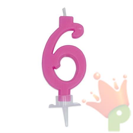 CANDELINA NUMERO 6 CERA ITALIC FUCSIA 7CM
