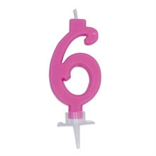 CANDELINA NUMERO 6 CERA ITALIC FUCSIA 7CM