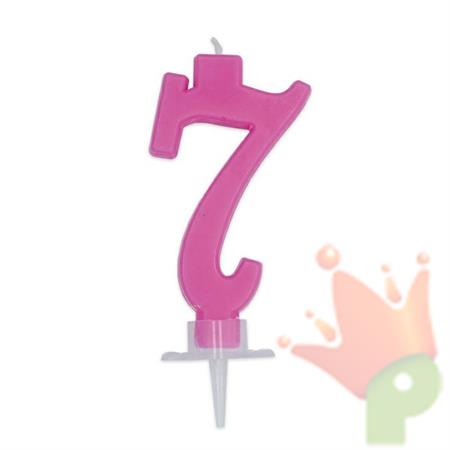 CANDELINA NUMERO 7 CERA ITALIC FUCSIA 7CM