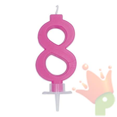 CANDELINA NUMERO 8 CERA ITALIC FUCSIA 7CM