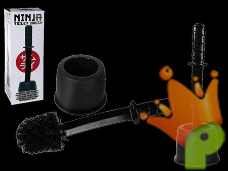 SPAZZOLONE NERO PER WC SPADA SAMURAI 41CM
