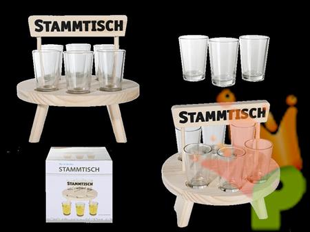 BICCHIERINI SHOOTER CON TAVOLINO LEGNO 6PZ
