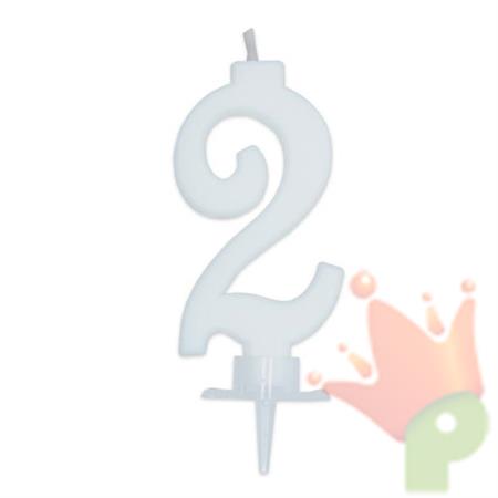 CANDELINA NUMERO 2 CERA ITALIC BIANCO 7CM