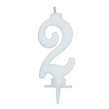 CANDELINA NUMERO 2 CERA ITALIC BIANCO 7CM