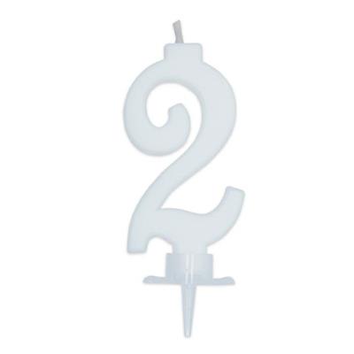 CANDELINA NUMERO 2 CERA ITALIC BIANCO 7CM