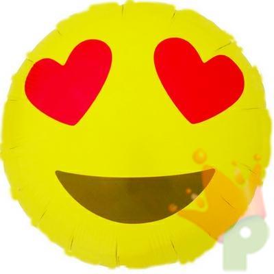 PALLONCINO MYLAR 18INCH EMONJI OCCHI A CUORE
