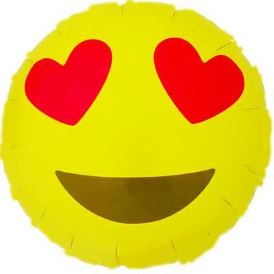 PALLONCINO MYLAR 18INCH EMONJI OCCHI A CUORE