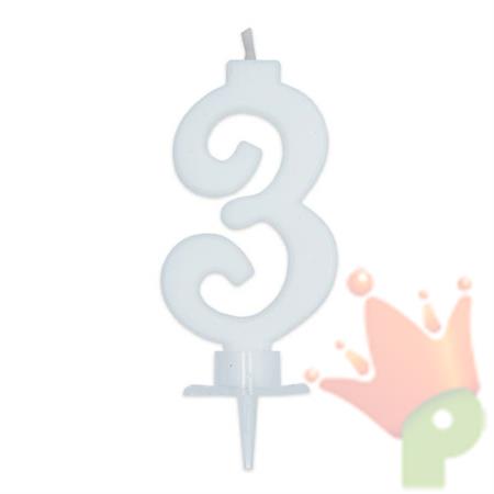 CANDELINA NUMERO 3 CERA ITALIC BIANCO 7CM