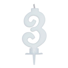 CANDELINA NUMERO 3 CERA ITALIC BIANCO 7CM