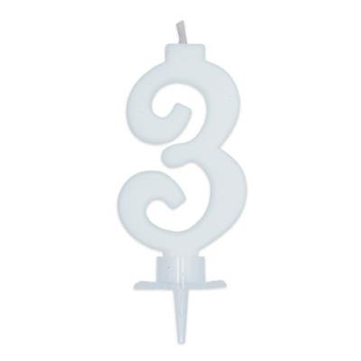 CANDELINA NUMERO 3 CERA ITALIC BIANCO 7CM