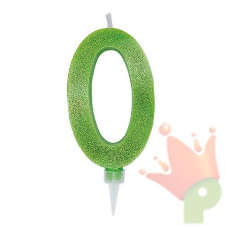 CANDELINA NUMERO 0 CERA SWEETY VERDE MELA GLITTER 15CM