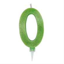 CANDELINA NUMERO 0 CERA SWEETY VERDE MELA GLITTER 15CM