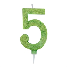 CANDELINA NUMERO 5 MAX DI CERA SWEETY VERDE MELA GLITTER 15CM